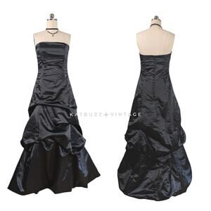 Vintage Mclintock Prom Dress Maxi Gown 12 Black Y2K Glam Bubble Goth Strapless